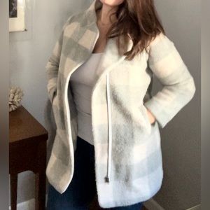 Marine Layer Stephanie Cocoon Coat ~ Light Gray Buffalo Check ~ S